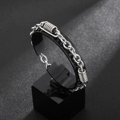 Bracciale Collana In Acciaio Inossidabile Con Bobine A Molla Gioielli A Catena O Geometrici Per Uomo Donna Punk Hip Hop