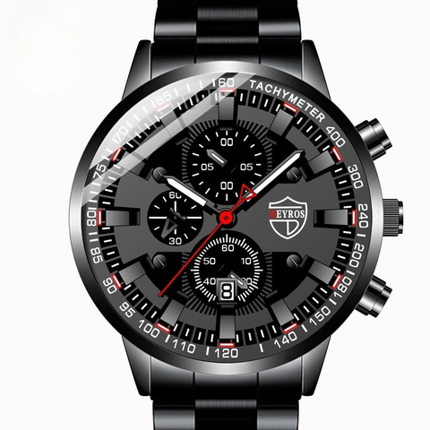 Orologio al Quarzo da Uomo DEYROS Cinturino in Lega di Acciaio Inossidabile Lancette Luminose Calendario Orologio da Polso Business Casual
