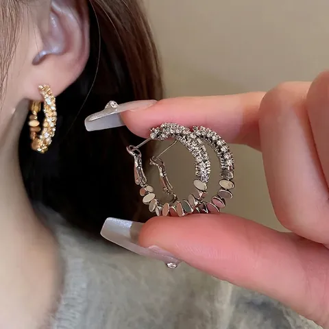 Geometrische C-Form Creolen Zirkon Kupfer Minimalistisch Elegant Für Frauen Mit 925 Sterling Silber Ohrstecker