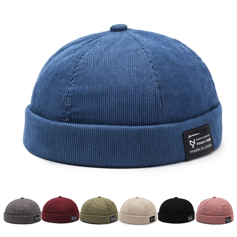 Cappello Docker In Velluto A Coste Senza Tesa Retrò Regolabile Landlord Miki Hat Per Uomo Donna Hip Hop Vintage Copricapo