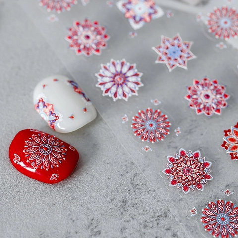 Autocollants Ongles Relief 3D Motifs Mandala Bohème Décalcomanies Art Des Ongles Auto-Adhésives Décoration Manucure Ultra Mince