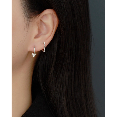 Heart Shaped Hoop Earrings 925 Sterling Silver Beaded Edge Minimalist Geometric Sweet Jewelry For Women