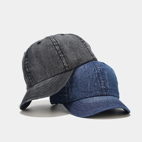 Gewaschene Denim Baseballkappe Vintage Kurzer Schirm Verstellbare Baumwolle Sonnenhut Unisex Retro Streetwear