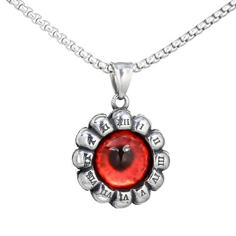 Collar Con Colgante De Ojo Turco Acero Inoxidable Números Romanos Vintage Punk Gótico Hip Hop Joyas Para Hombre Mujer