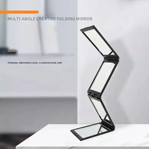 Multi Angle Folding Mirror Portable Makeup Mirror Plastic Frame For Self Haircutting And Grooming Compact Travel Tool