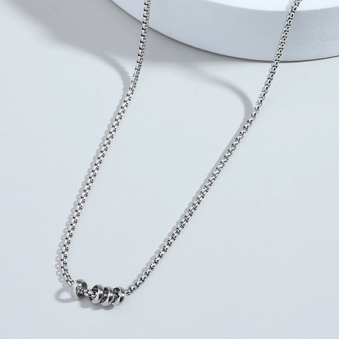 Collar Con Colgante De Anillos Circulares Minimalistas Acero Inoxidable Y Aleación Cadena De Caja Joyería Para Mujer