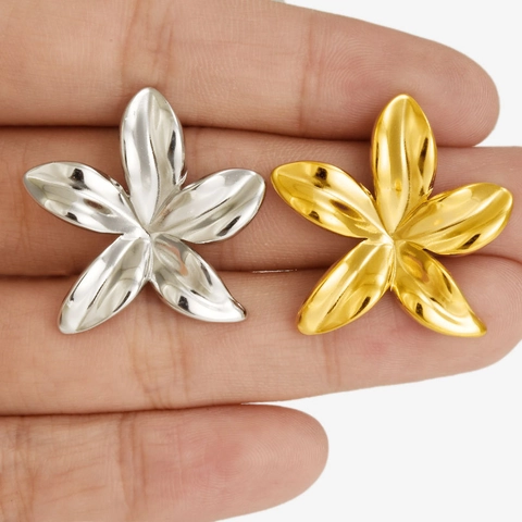 Flower Stud Earrings 304 Stainless Steel 3D Five Petal Polished Minimalist Floral Jewelry For Women Daily
