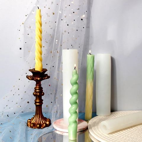 Moldes De Silicona Para Velas Larga Espiral Torsión Diamante Forma De Columna Para Manualidades Aroma Yeso Decoración