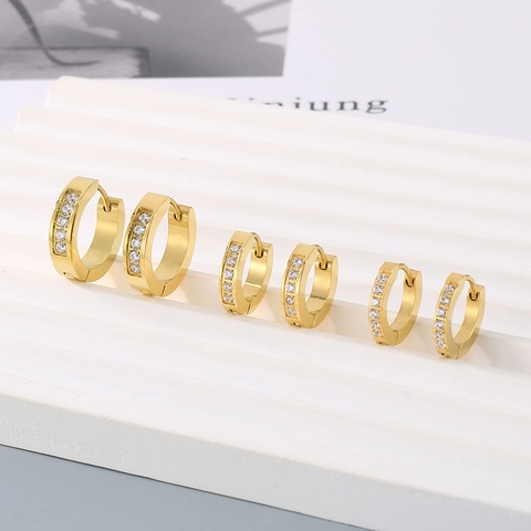 Creolen Aus Edelstahl Mit Zirkonia-Inlay Modische Huggie-Ohrschnalle Für Damen Und Herren Unisex-Schmuck