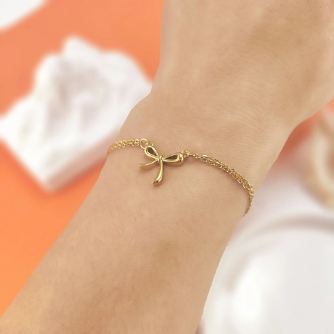 Joyas de Acero Inoxidable Chapado en Oro 18K Doble Capa Lazo Collar Pulsera Tobillera para Mujer Diario Estilo Callejero