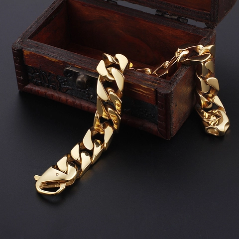 Panzerkette Armband Edelstahl Poliert Punk Hip Hop Schmuck Für Herren Und Damen