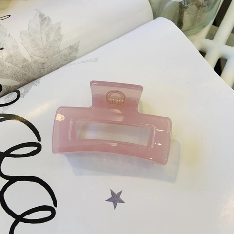 Pinza Para El Cabello Cuadrada Grande Rectangular Hueca Resina Acrílica Hebilla De Mariposa Accesorio Para Mujeres Niñas