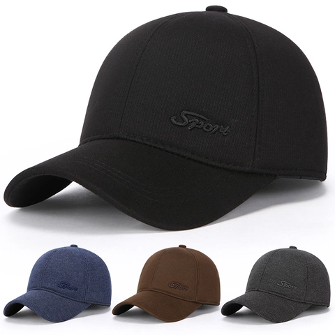 Cappello Da Baseball Invernale Da Uomo Con Paraorecchie Pieghevoli Cotone Lana Termico Antivento Sport Ricamo Regolabile