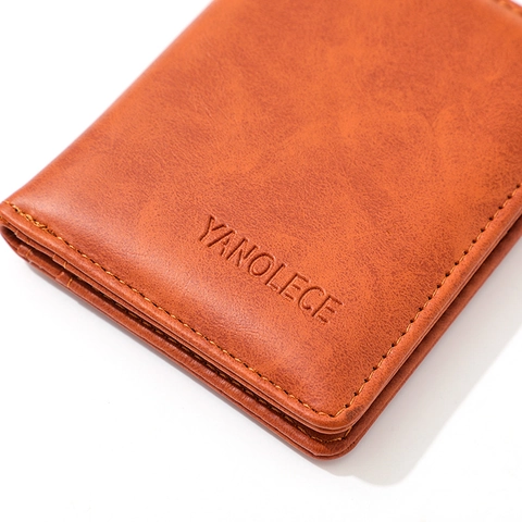 Men Bifold Wallet PU Leather Textured Card Slots ID Window Slim Business Casual Minimalist Classic Daily Use Pocket Purse