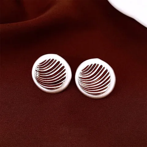 Orecchini Tondi In Rame Vintage Con Perno In Argento Sterling 925 Smalto Texture Radiante Gioielli Retrò Eleganti