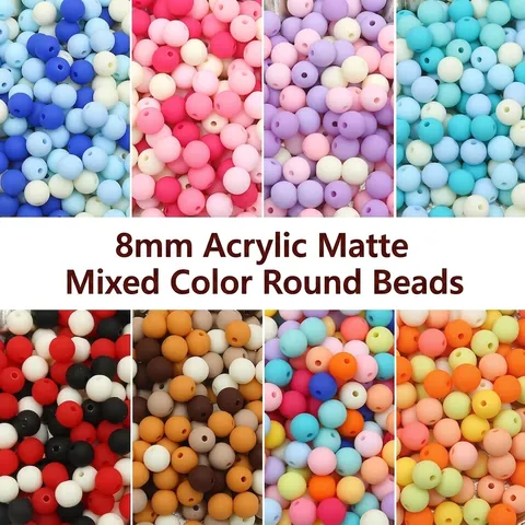 Frosted Acrylic Round Beads Mixed Macaron Colors For DIY Jewelry Making Necklaces Bracelets Phone Chains Accessories
