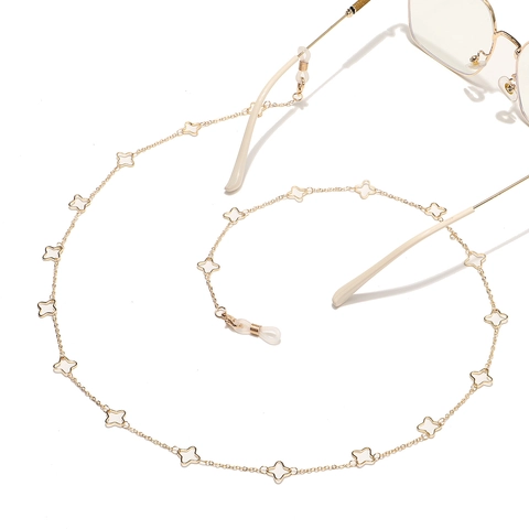 Holle Geluksklaver Brillenkoord Goud Metaal Antislip Brillenband Masker Koord Mode Sieraden Voor Dames