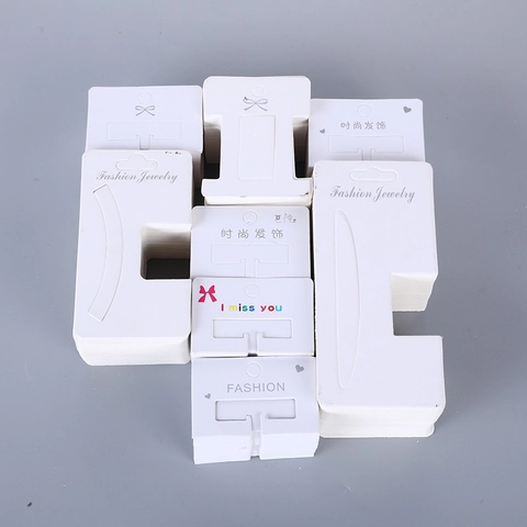 Witte Kartonnen Sieraden Display Kaarten Haarklem Verpakking Labels Hangende Papieren Kaarten Voor Haaraccessoires En Oorbellen