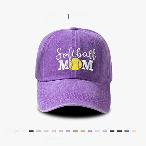 Casquette De Baseball En Coton Lavé Softball Mom Brodée Ajustable Sportive Rétro Protection Solaire Extérieur Femmes