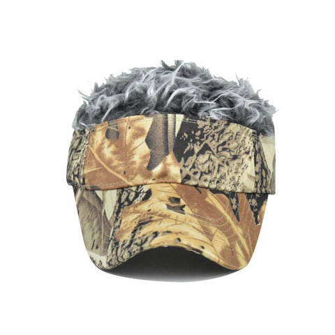 Novelty Wig Visor Hat With Spiky Synthetic Hair Camouflage And Solid Colors Cotton Sun Hat For Golf Party Outdoor Men Women Adjustable
