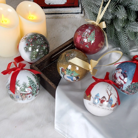 Palle Di Natale Ornamenti In Schiuma Di Plastica Decorazioni Appese Motivi Pupazzo Di Neve Babbo Natale Con Fiocco Di Nastro
