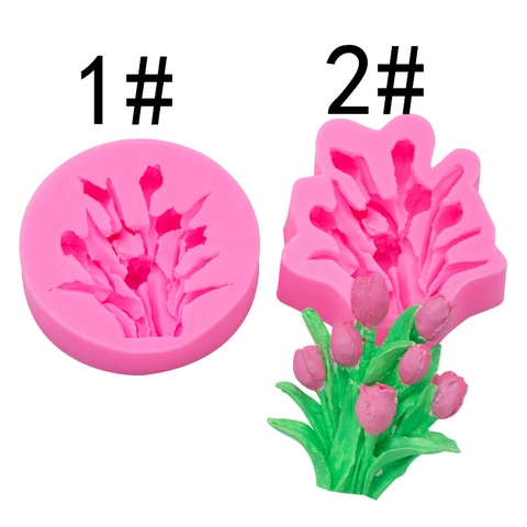 Tulip Flower Bouquet Silicone Mold For Cake Decorating Fondant Handmade Soap Aromatherapy Plaster 3D Relief DIY Craft
