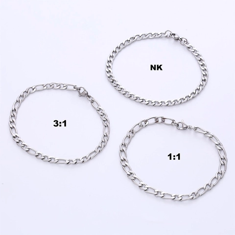 Stainless Steel Figaro Chain Bracelet For Men Women Minimalist Titanium Steel Curb Link Jewelry With Lobster Clasp