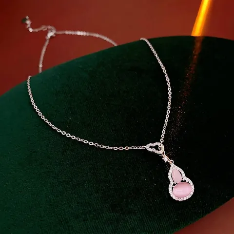 Collana Con Pendente A Zucca Rame E Argento Sterling 925 Con Zircone Pietra Occhio Di Gatto Gioielli Moda Catena Clavicola