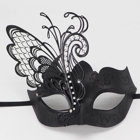 Elegant Hollow Out Butterfly Masquerade Mask With Rhinestone Glitter Venetian Carnival Halloween Party Luxurious Eye Mask For Adults