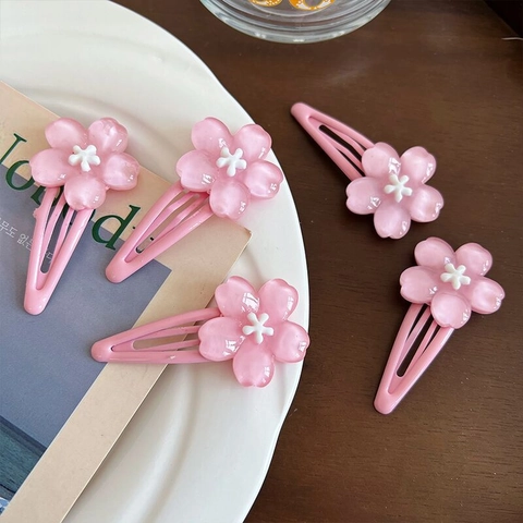 Pinzas Para El Cabello De Flores Acrílico Resina Cerezo Plumeria Dulce Lindo Pastel Horquilla Accesorios