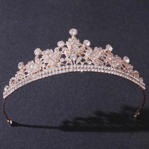 Corona Da Sposa Elegante Tiara Strass Lega Motivo A Foglia Accessori Per Capelli Matrimonio