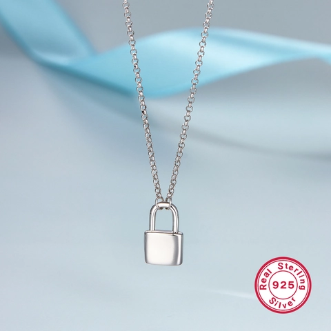 Collana Con Ciondolo A Lucchetto 925 Argento Sterling Minimalista Gioielli Di Lusso Per Donna