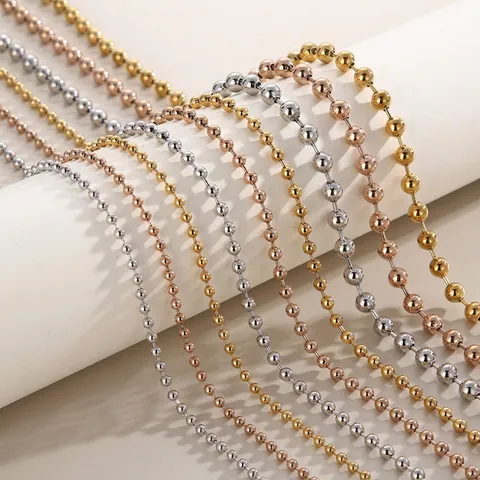 Collana Con Catena A Sfere Per Donna Minimalista In Acciaio Inossidabile Accessorio Di Gioielleria Versatile Semplice