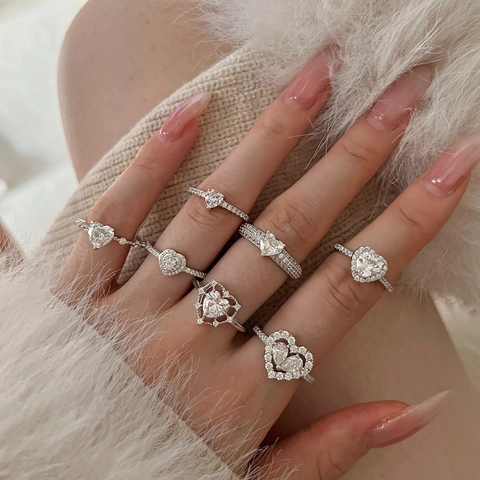 925 Sterlingsilber Herz Zirkonia Ring Für Damen Elegantes Herzförmiges Weißes Kristall Eingelegt Hochzeit Verlobung Mode Fingerring