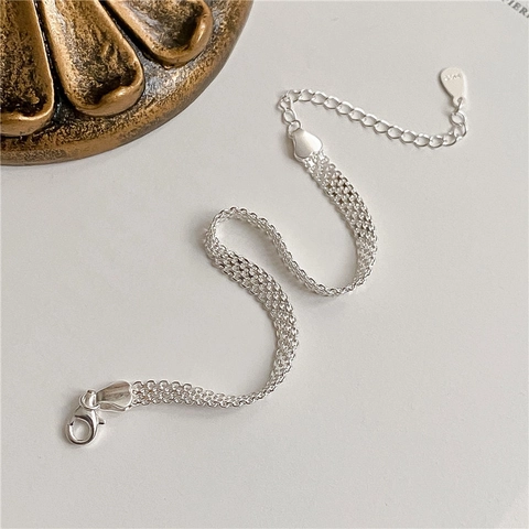 925 Sterlingsilber Funkelnd Gewebtes Gitter Armband Halskette Damen Breit Minimalistisch Koreanischer Stil Mode Schmuck Geschenk