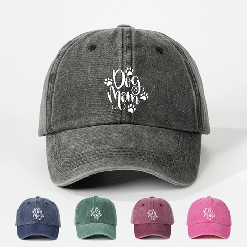 Casquette De Baseball Dog Mom Polyester Lavé Style Vintage Chapeau De Soleil Réglable Pour Femmes Amis Des Animaux