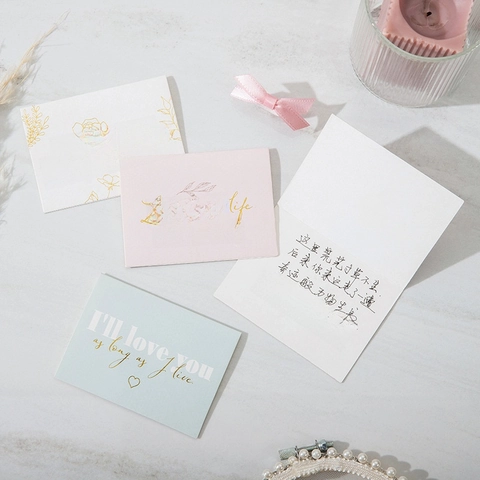 Mini Tarjetas de Felicitación de Bronceado Estilo Ins Tarjetas de Regalo Plegables Creativas para el Día de la Madre San Valentín Cumpleaños Boda Fiesta Tarjetas de Papelería Minimalistas
