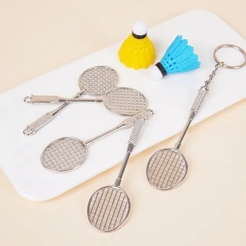 Mini Badminton Racket Keychain Realistic Metal Sporty Alloy Pendant Bag Ornament Sport Gift For Club