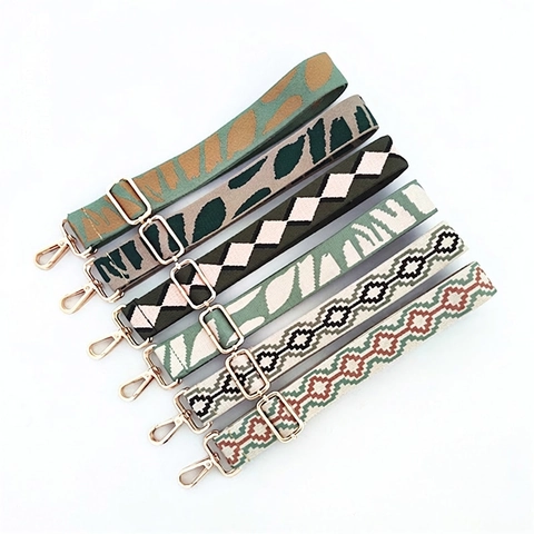 Replacement Bag Strap Adjustable Woven Webbing Wide Belt Ethnic Bohemian Style Crossbody Handbag Accessories With Metal Clasps