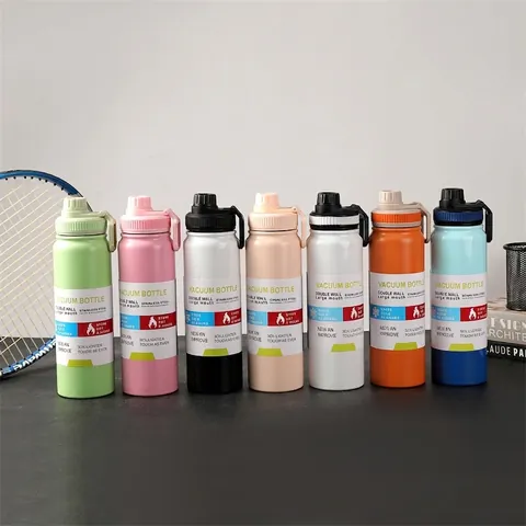 Vacuum Insulated Water Bottle Stainless Steel Double Wall Leak Proof Carry Handle Portable For Outdoor Sports Travel Flask