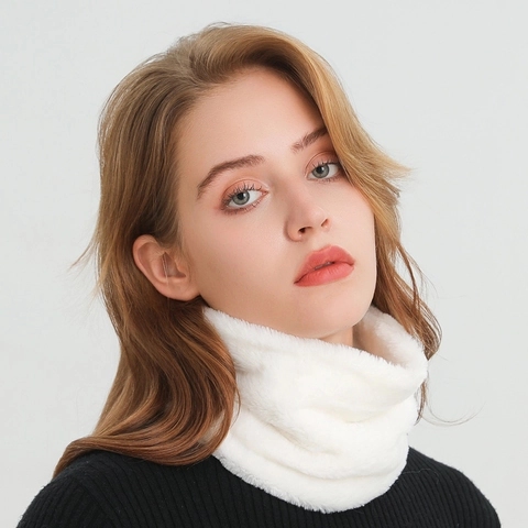 Winter Neck Warmer Faux Rabbit Fur Plush Snood Scarf Solid Color Thick Warm Windproof Elastic Unisex
