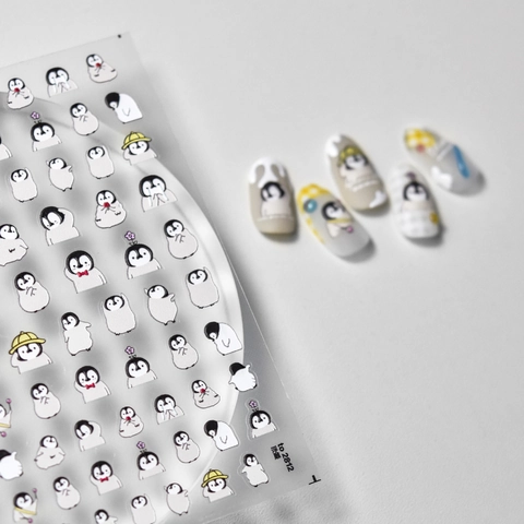 5D Embossed Nail Art Stickers Cartoon Penguin Pattern Japanese Style Kawaii DIY Manicure Decoration For Women Girls