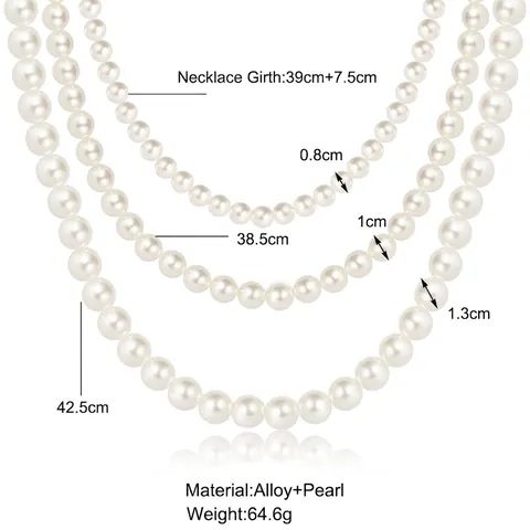Collana Elegante Con Künstliche Perle Sintetiche Da Donna Multistrato A Tre Strati Girocollo Stile Barocco Vintage Gioielli Regolabile