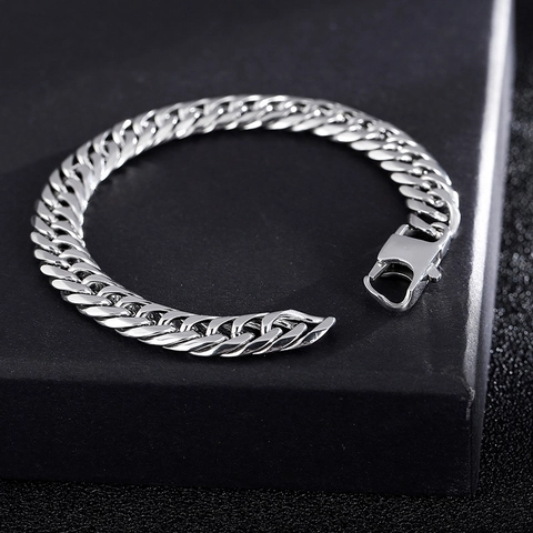 Bracciale A Catena In Acciaio Inossidabile Lucido Gioielli Di Moda Stile Hip Hop Punk Per Uomo