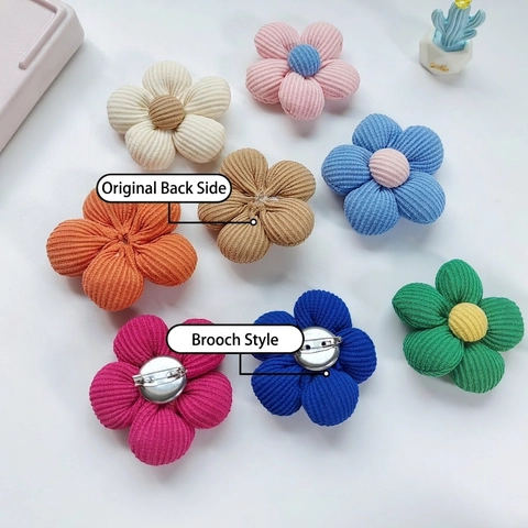 3D Corduroy Ribbed Fabric Flower Patch DIY Auxiliary Materials For Hair Clips Shoes Clothing Brooches Pastoral Style