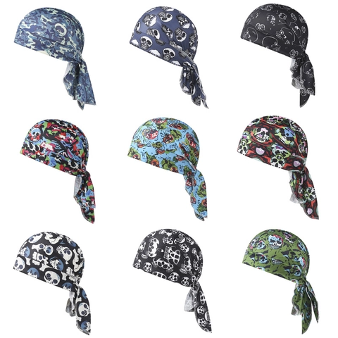 Pirate Hat Doo-rag Headscarf Polyester Breathable Quick-Dry For Cycling Outdoor Skull Print Hip Hop Unisex Bandana