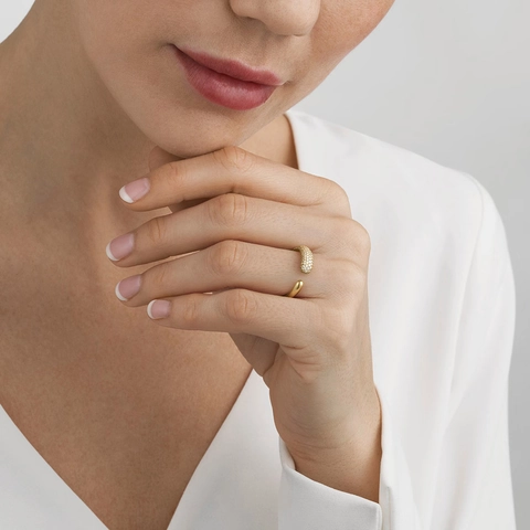 Minimalistische Open Ring 18K Verguld Roestvrij Staal Asymmetrische Strass Waterdruppel Verstelbare Sieraden Voor Vrouwen