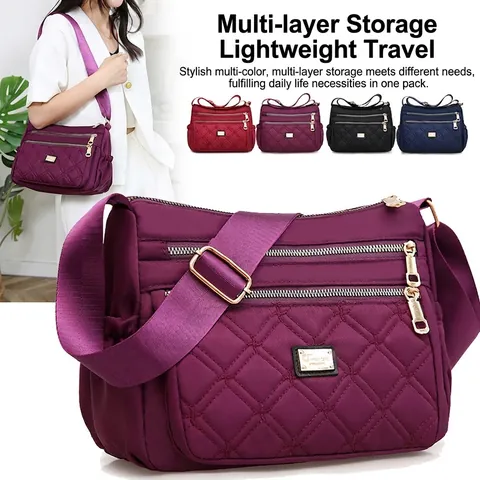 Borsa A Tracolla In Nylon Trapuntata Donna Tasche Multiple Impermeabile Grande Capacità Borsa A Spalla Leggera Tracolla Regolabile Quotidiano Viaggio Casual