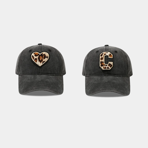 Baseball Cap Washed Cotton Distressed Retro Peaked Hat Leopard Heart Letter C Embroidery Streetwear For Women