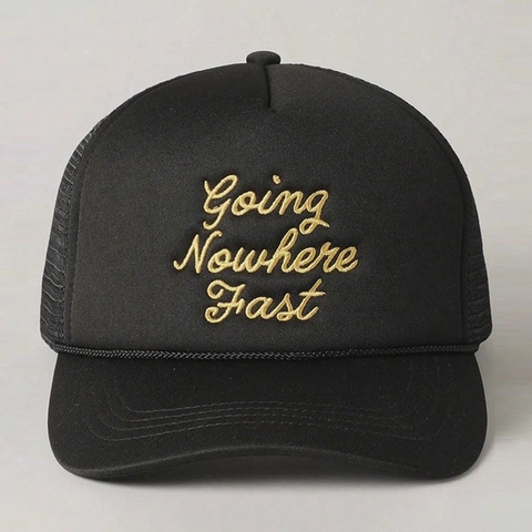 Trucker Hat Katoen Polyester Mesh Baseball Cap Going Nowhere Fast Borduurwerk Gebogen Rand Touw Streetwear Zonbescherming Verstelbaar
